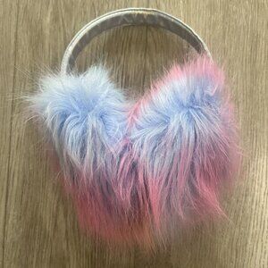 Rainbow Faux Fur Earmuffs – Pink & Blue Fluffy